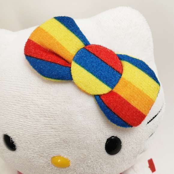 Ty Sanrio Hello Kitty Plush Rainbow Stripes with Pink Cupcake - Picture 2 of 11